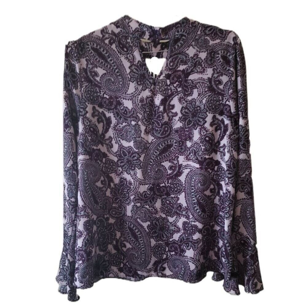 Counterparts Shades of Purple Paisley Long Sleeve Blouse